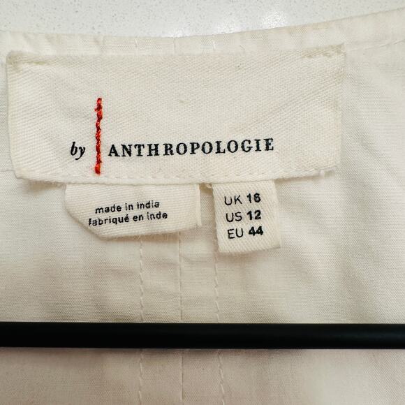 ANTHROPOLOGIE White Button Up Vest Jacket Top – Size 12 / Large - Picture 3 of 4